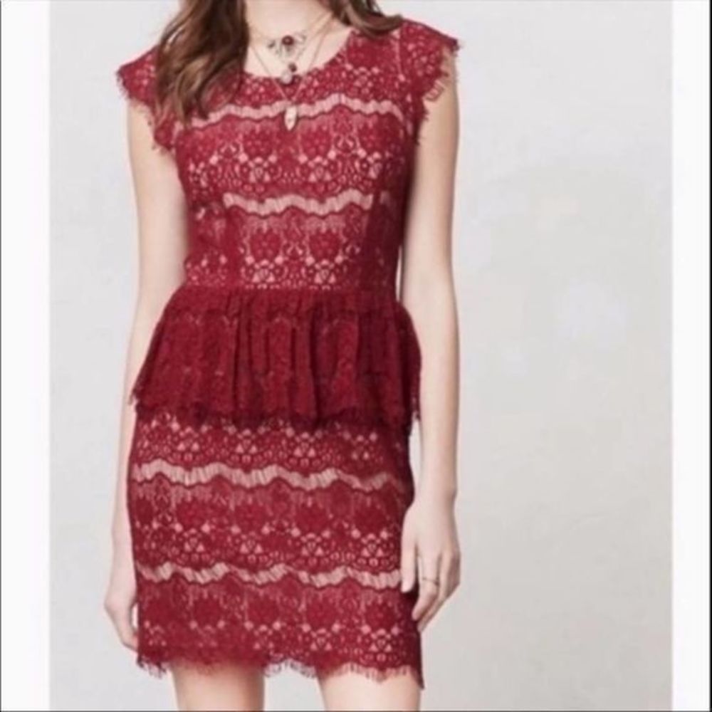 Anthropologie Maeve Elsa Peplum Lace Dress